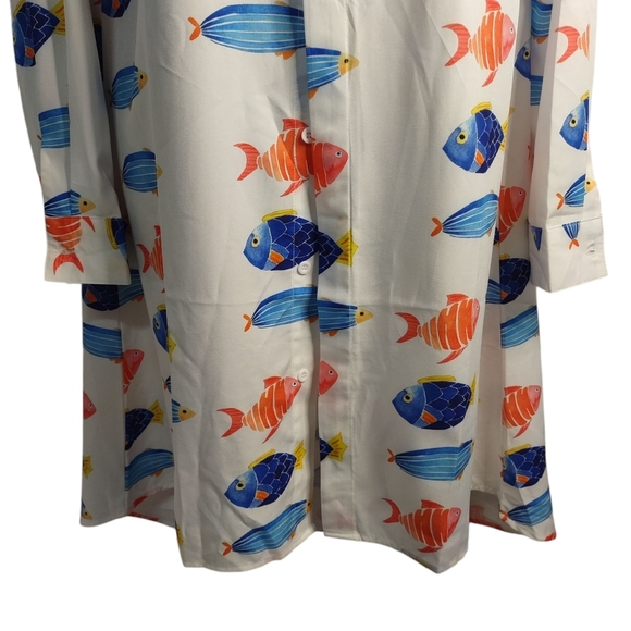 Aquatic Fashion Women's Multicolor Mini Shirt Dress Button Up Size Medium NWT - Picture 5 of 9